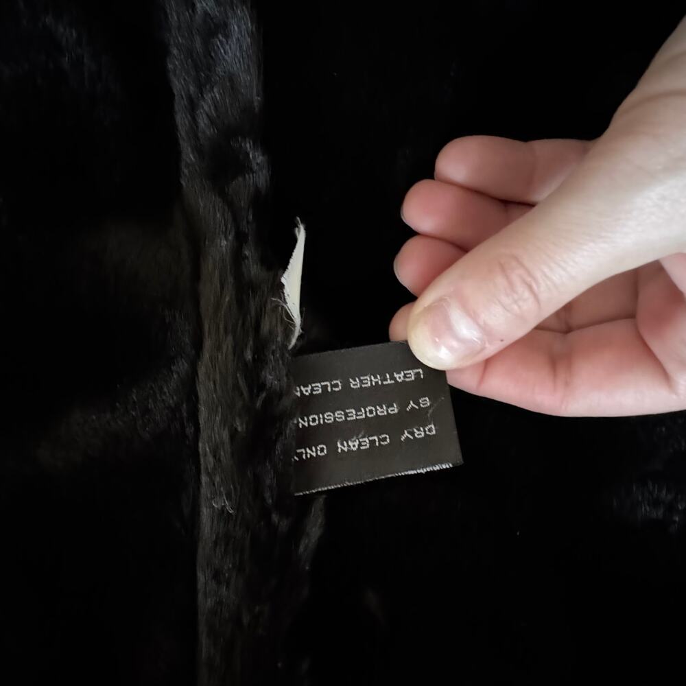Jones New York | Leather and Faux Sherling Coat with Hood size L - Picture 7 of 16